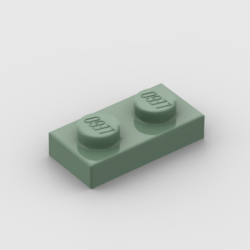 #4655080 sand green 1x2 plates Lego parts - 10 per bag 