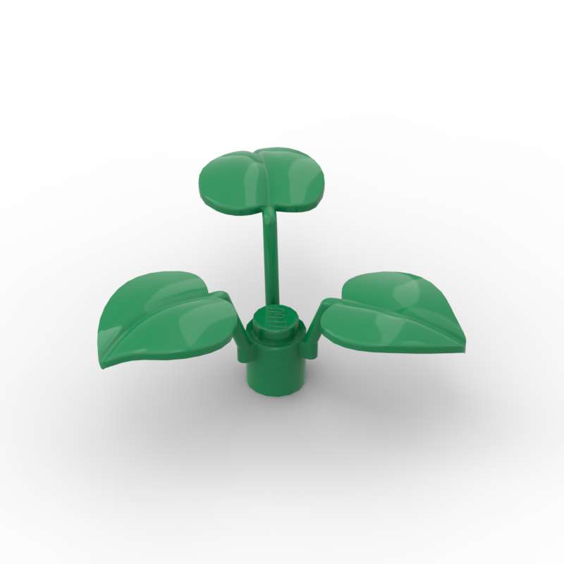 LEGO Plant Flower with 3 Large Leaves Green - Brick