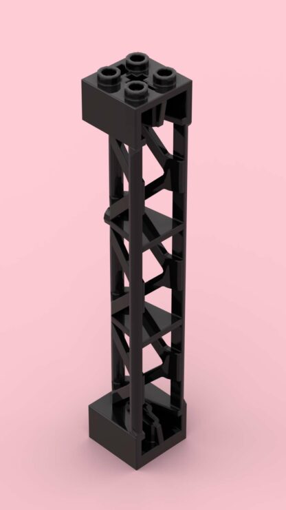 LEGO Part Support 2 x 2 x 10 Girder Triangular Vertical - Type 4 - 3 Posts, 3 Sections Black