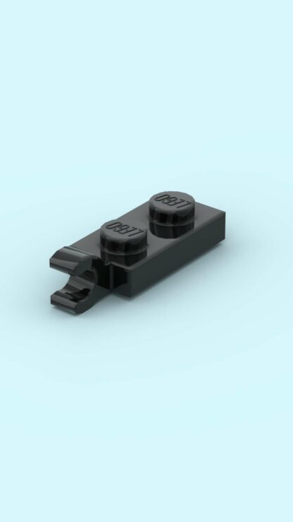 Black Plate, Modified 1 x 2 with Clip on End (Horizontal Grip)